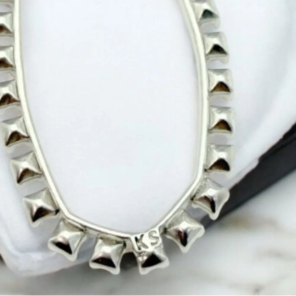 Kendra Scott Elle Open Frame Earring in Silver‎ Clear Cz. NEW
